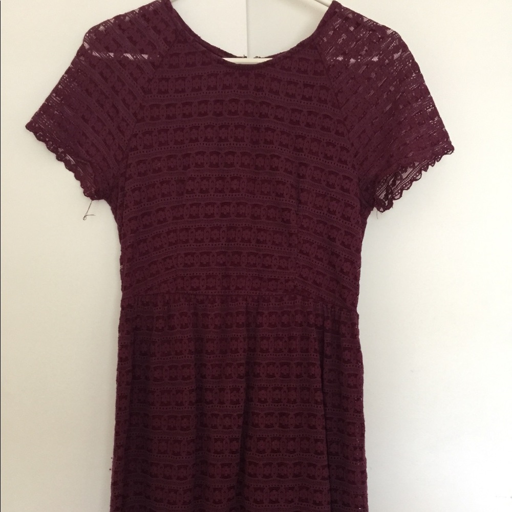 Free people maroon lace mini dress